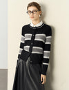 Black White Striped Loose Knit Sweater