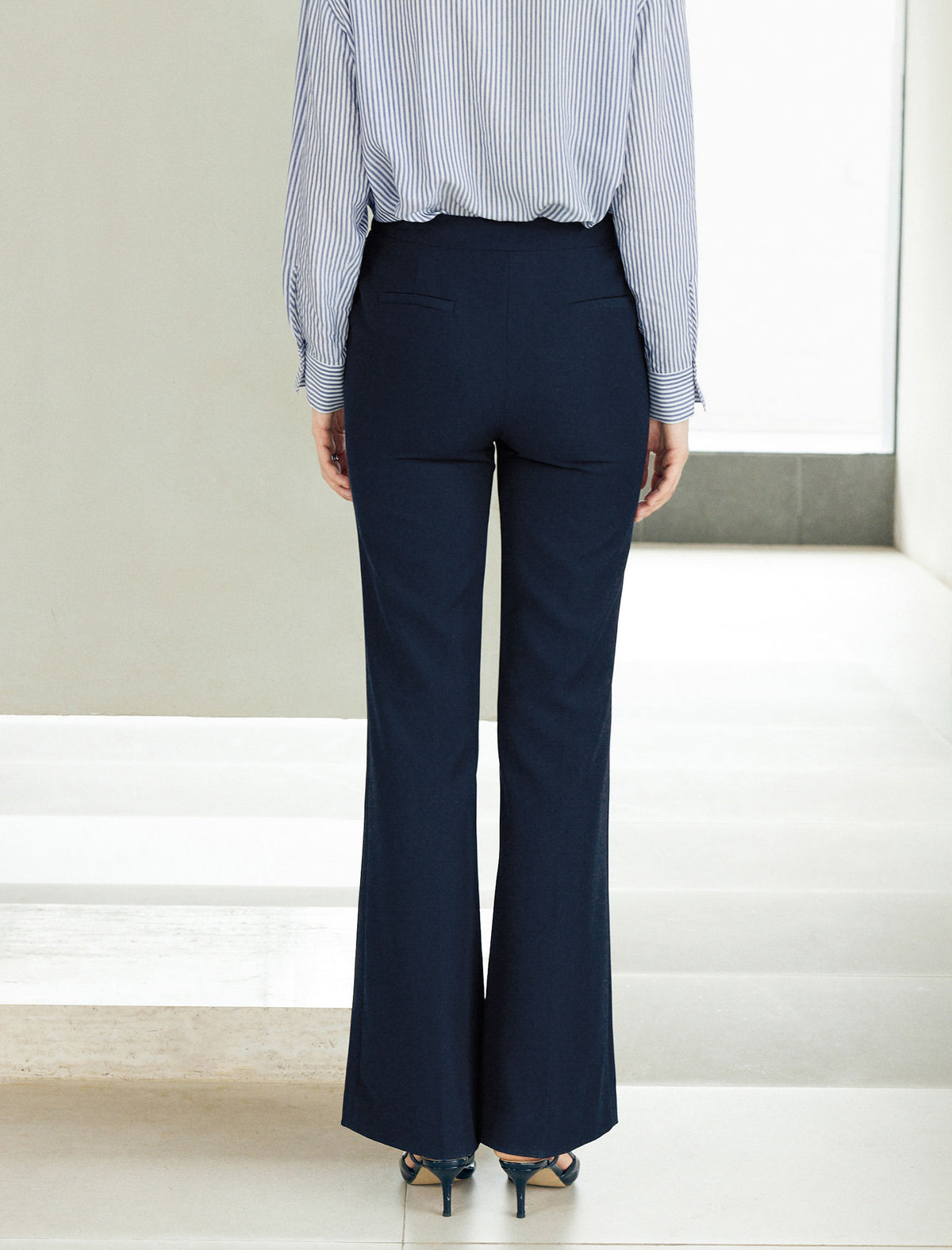 High‑Waist Micro‑Flare Suit Trousers
