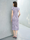 Lilac Marble Print Slit Midi Dress