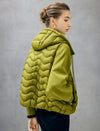 Hooded Quilted Drawstring Zip-Front Cropped Jacket