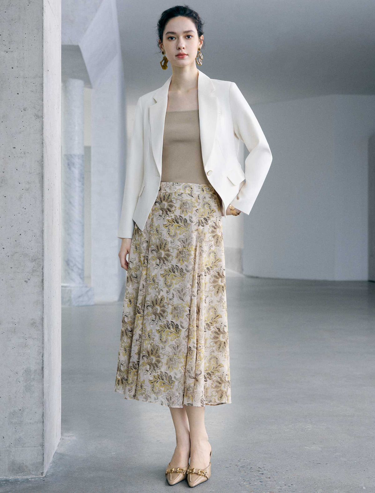 Notched Lapel Long Sleeve Blazer