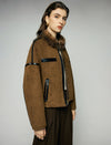 Contrast-Trim Zip-Front Cropped Moto Jacket