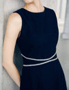 Sleeveless Embellished Waist Midi Dress