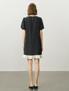 Black Polka Dot Puff Sleeve Ruffle Hem Dress