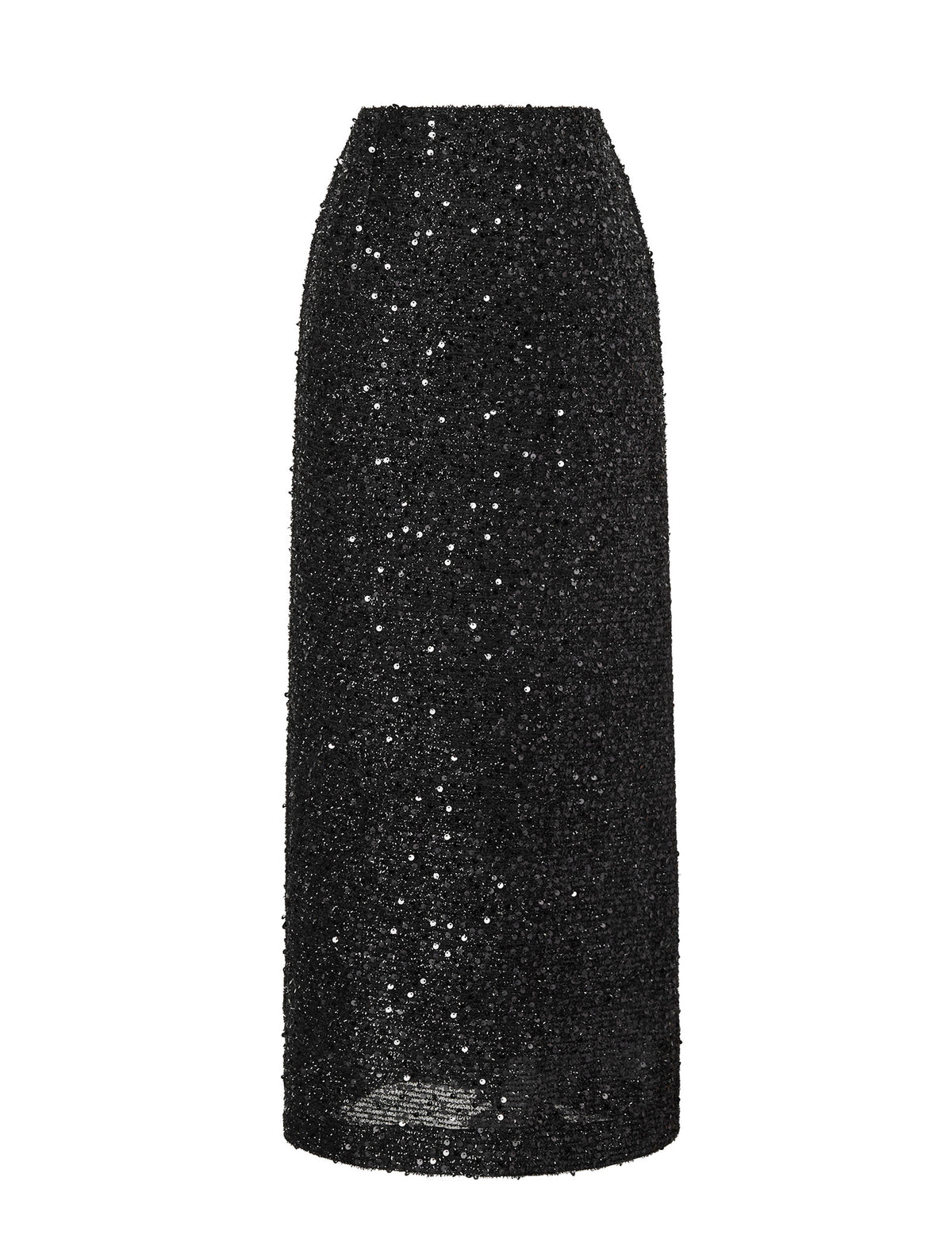 High-Waisted Sequin Column Midi Skirt