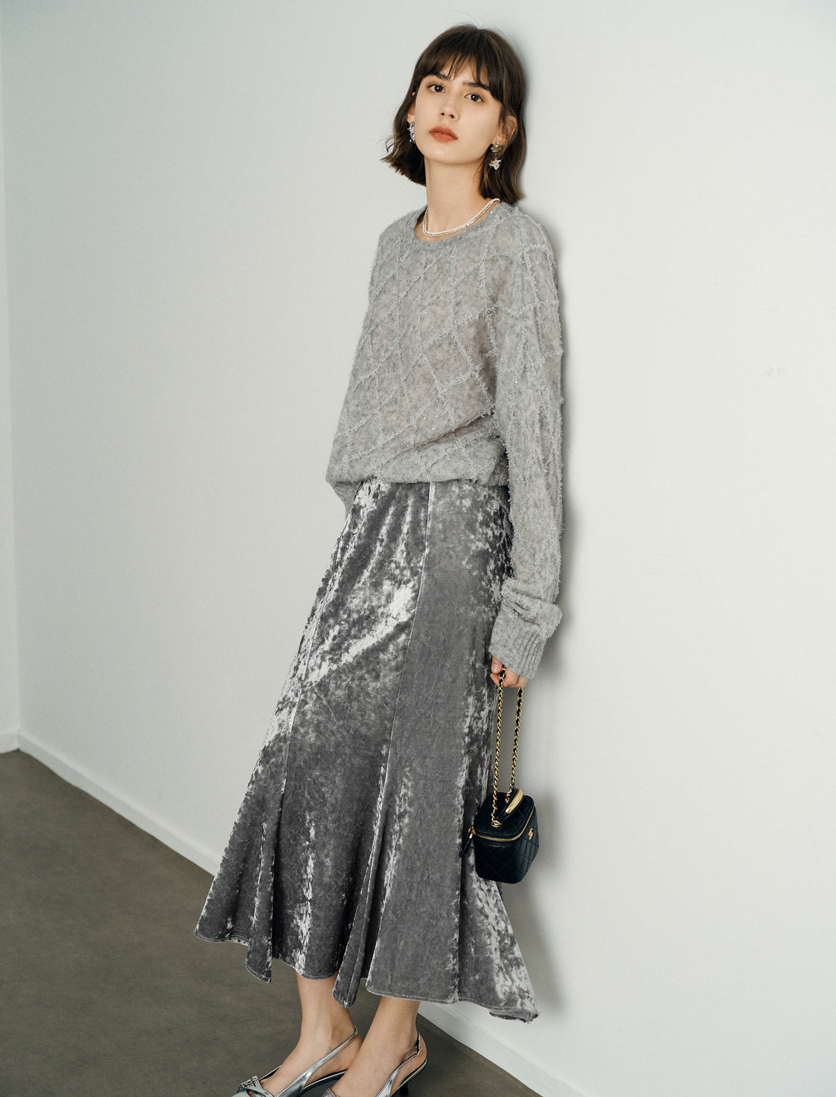 Velvet Mermaid Midi Skirt