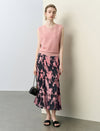 Abstract Brushstroke Print Fishtail Midi Skirt