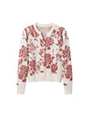 Wool Floral Jacquard Long Sleeve Knit Cardigan