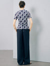 Blue Checked Ruched Front Top