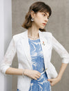 Lace Tailored Blazer with Three Quarter Sleeves