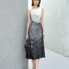 Ocean Breeze Sleeveless Midi Dress - Black White Flower