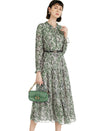 Vintage Floral Print Ruffle Detail Midi Dress