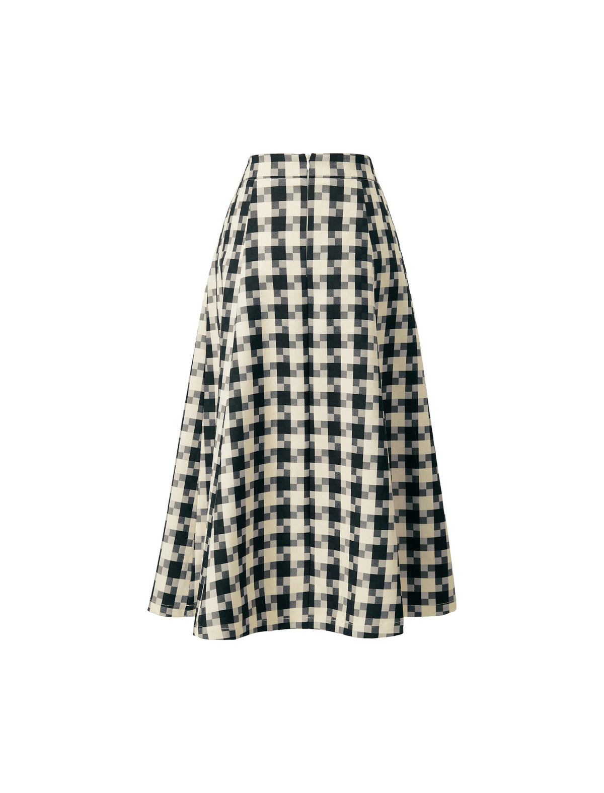 High Waist Pleated Houndstooth Midi Skirt