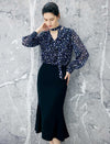 High Waist Flounce Hem Midi Skirt
