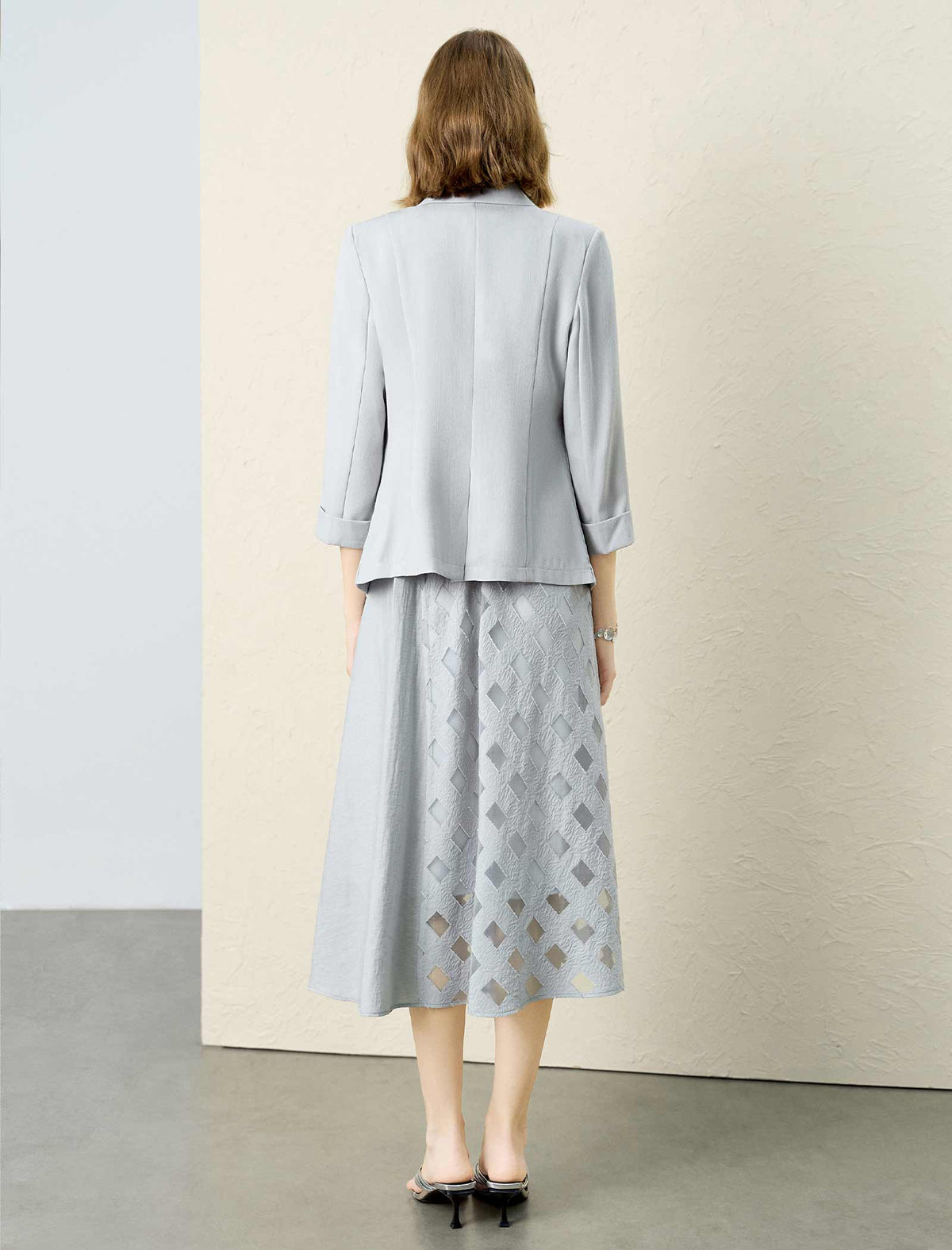 Light Grey 3/4 Sleeve Blazer