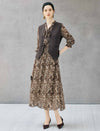 Paisley Print Tie Neck Smocked Waist Midi Dress