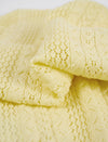 Pale Yellow Tencel Pearl Trim Knit Cardigan