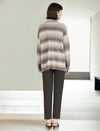 Wool Blend Gradient Stripe Open-Front Cardigan