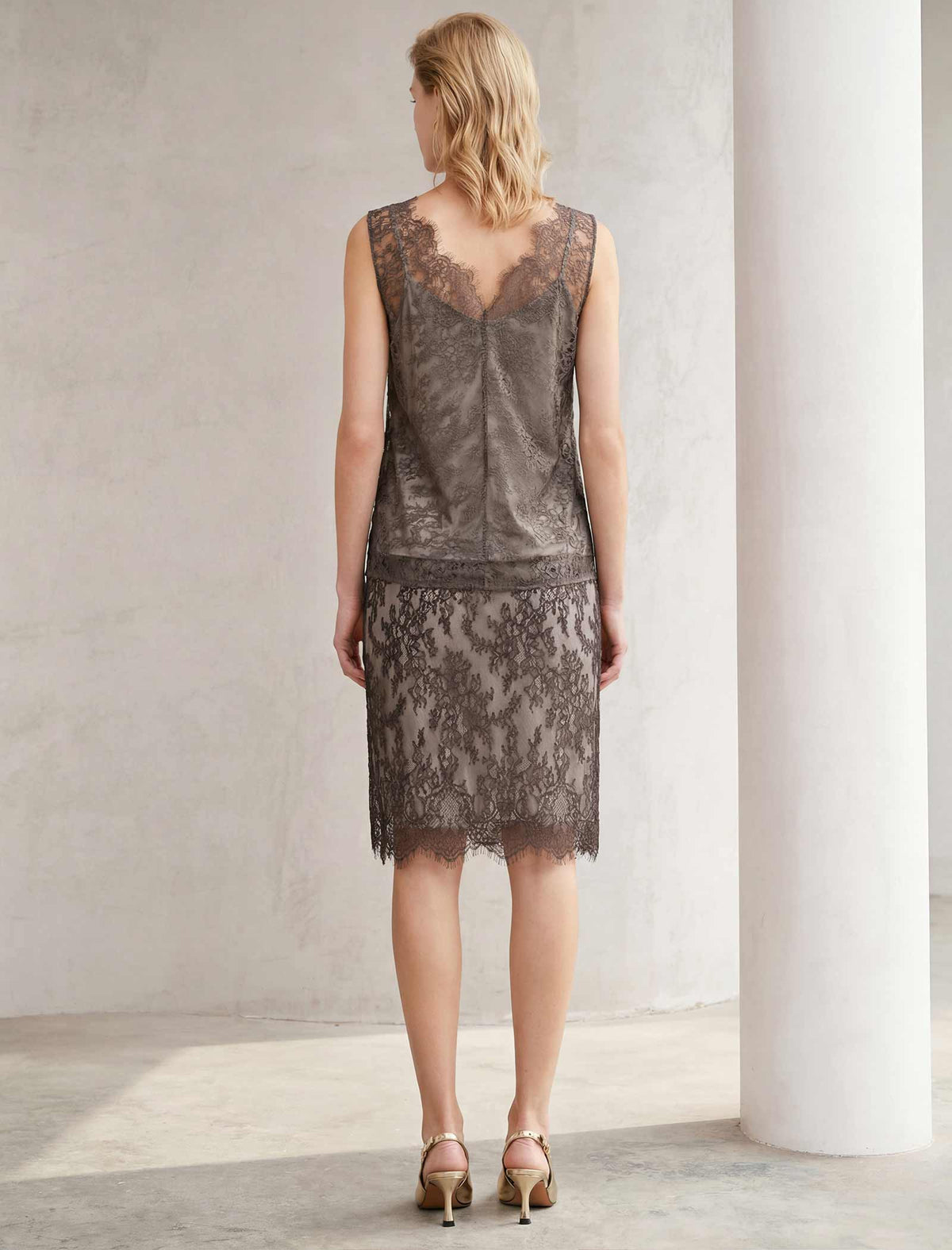 Sheer Lace Midi Skirt