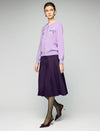 Floral Embroidered Crew Neck Knit Cardigan