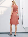 Coral Sleeveless Pleated Dress