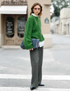Emerald Wool Cable-Knit Oversized Sweater