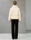 Textured Stand-Collar Zip-Front Pocket Cropped Puffer Jacket