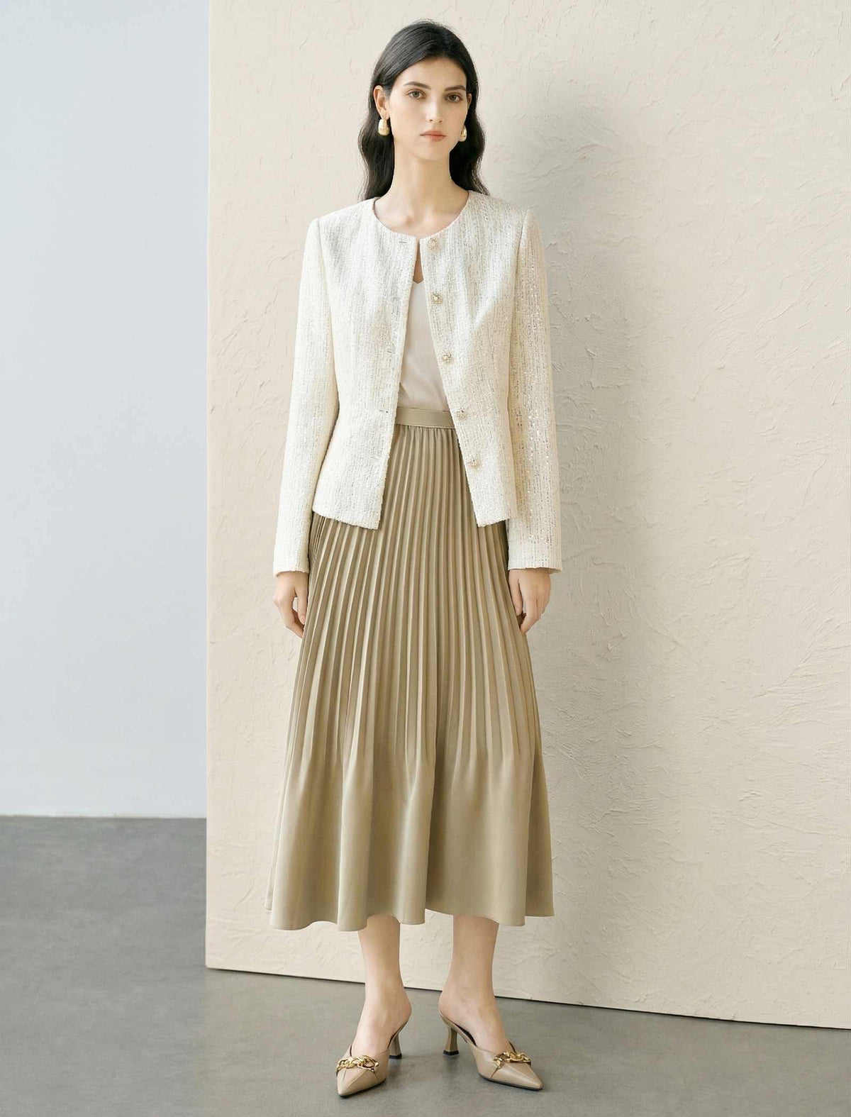 Ivory Sequin Lace Cropped Jacket