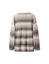 Wool Blend Gradient Stripe Open-Front Cardigan