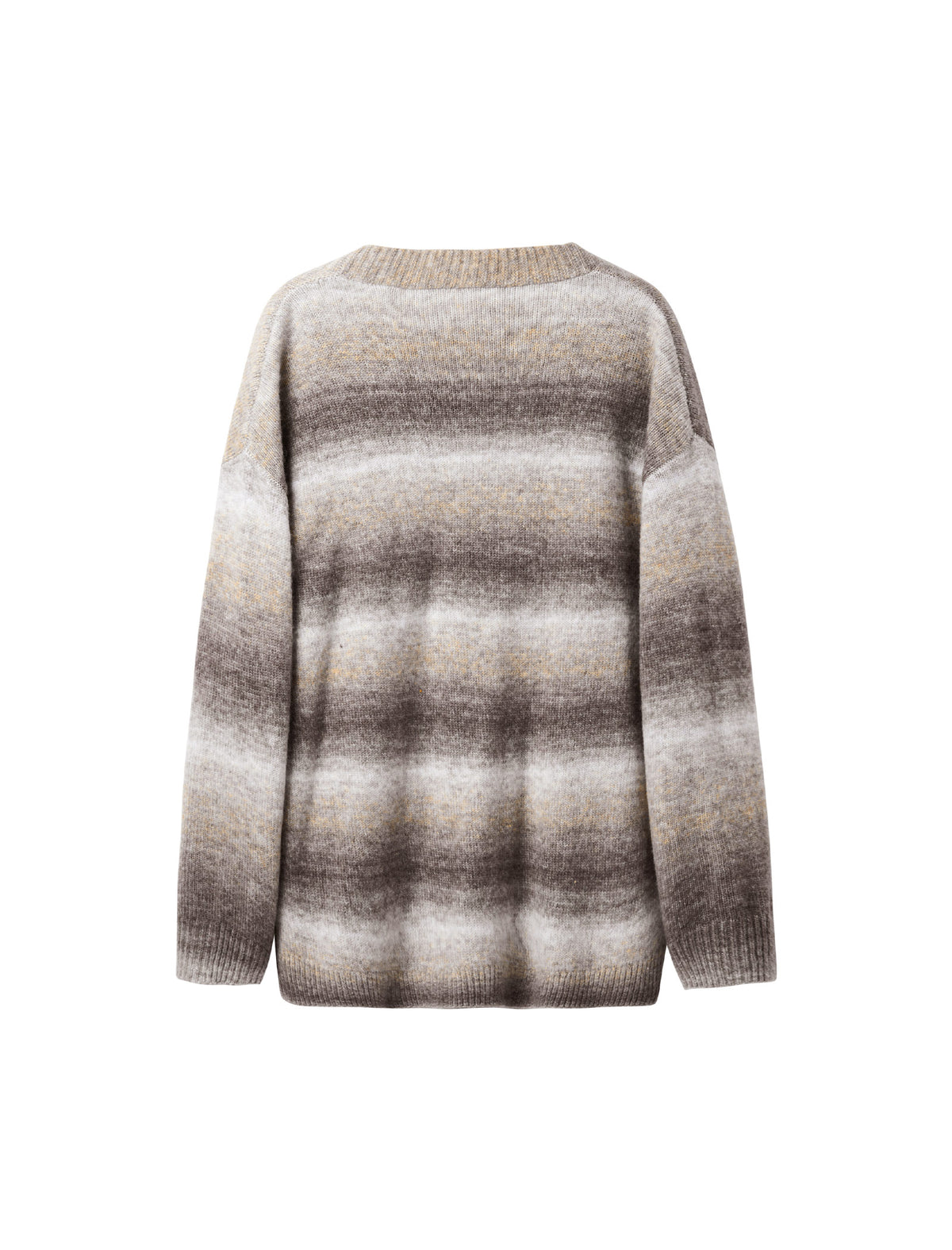Wool Blend Gradient Stripe Open-Front Cardigan