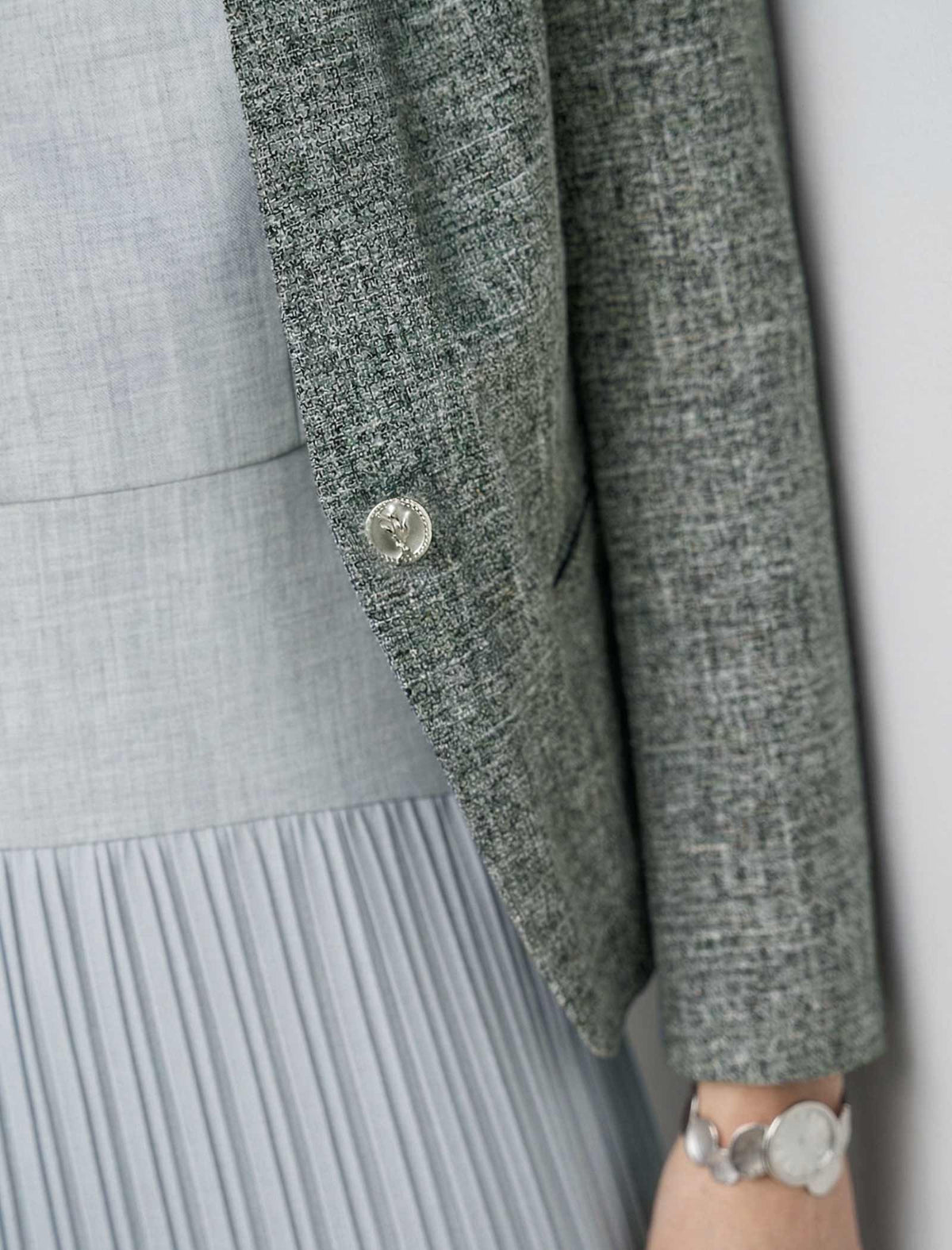 Grey Textured Cropped Blazer