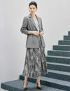 Notched Lapel Drawstring Waist Long Sleeve Jacket