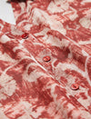 Rust Red Tie-Dye Floral Print Button-Down Midi Shirt Dress