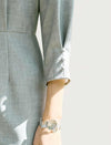 Boat Neck Midi Sheath Dress