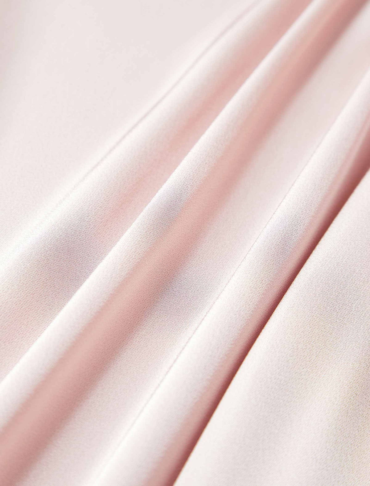 Round‑Neck Pleated Satin‑Finish Blouse