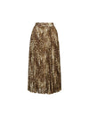 Abstract Print Pleated A-Line Midi Skirt