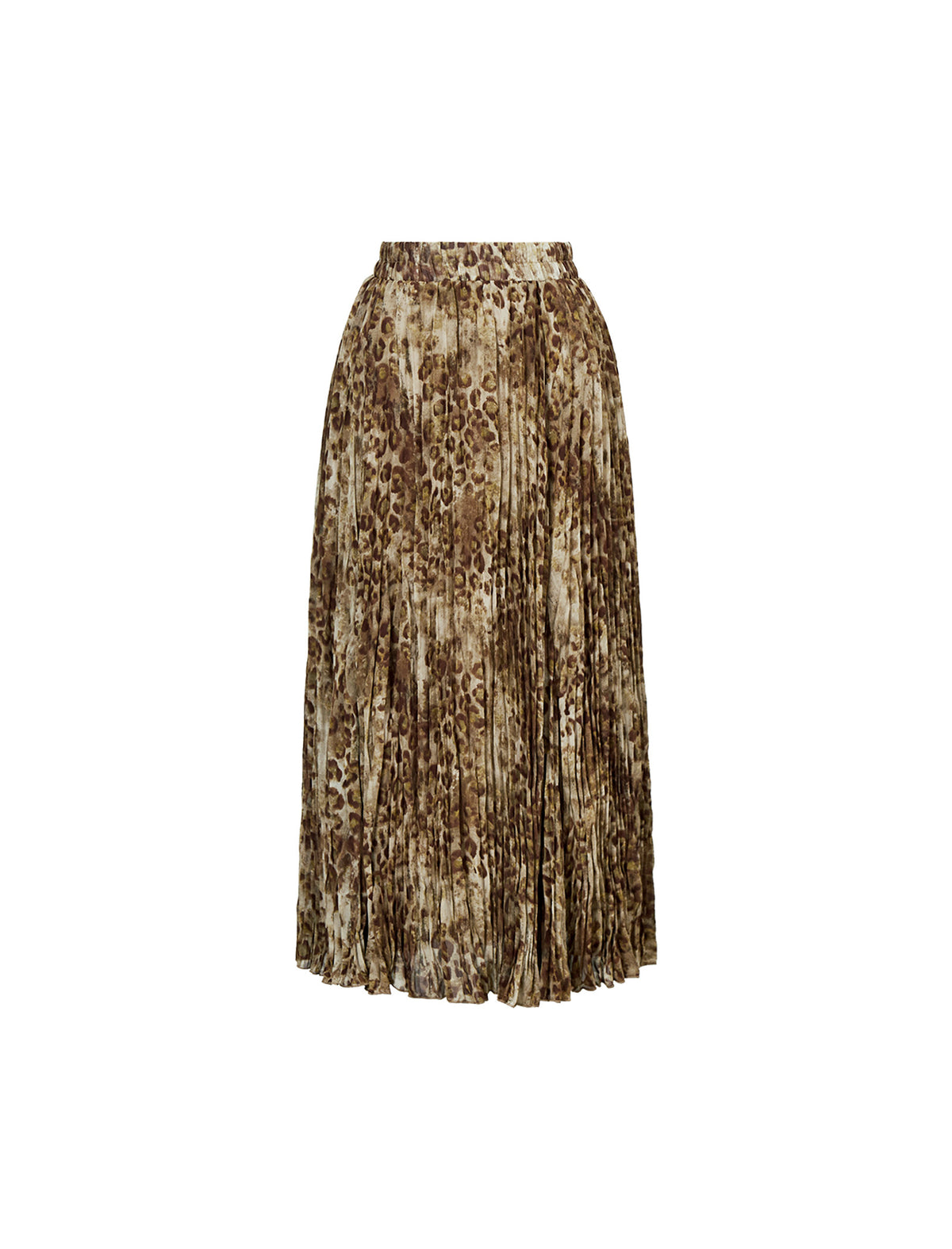 Abstract Print Pleated A-Line Midi Skirt
