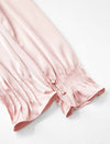 Round‑Neck Pleated Satin‑Finish Blouse