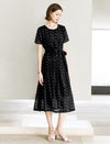 Black And White Polka Dot Short Sleeve Midi Dress