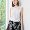 Chiffon Round Neck Sleeveless Top - White