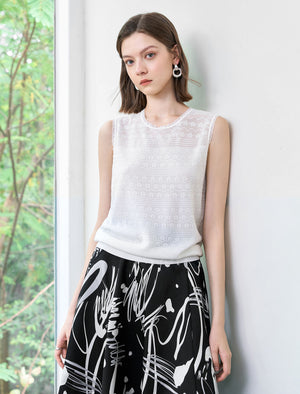 Chiffon Round Neck Sleeveless Top