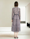 Vintage Floral Print Ruffle Detail Midi Dress