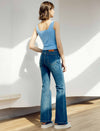Solid Square Neck Wide Strap Knit Tank Top