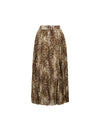 Abstract Print Pleated A-Line Midi Skirt