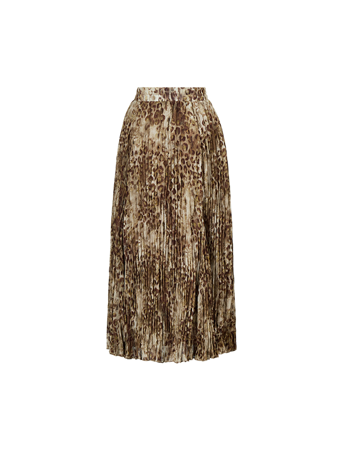 Abstract Print Pleated A-Line Midi Skirt