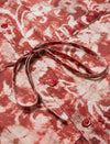 Rust Red Tie-Dye Floral Print Button-Down Midi Shirt Dress