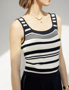 Striped Knit Square Neck Slim Fit Tank Top