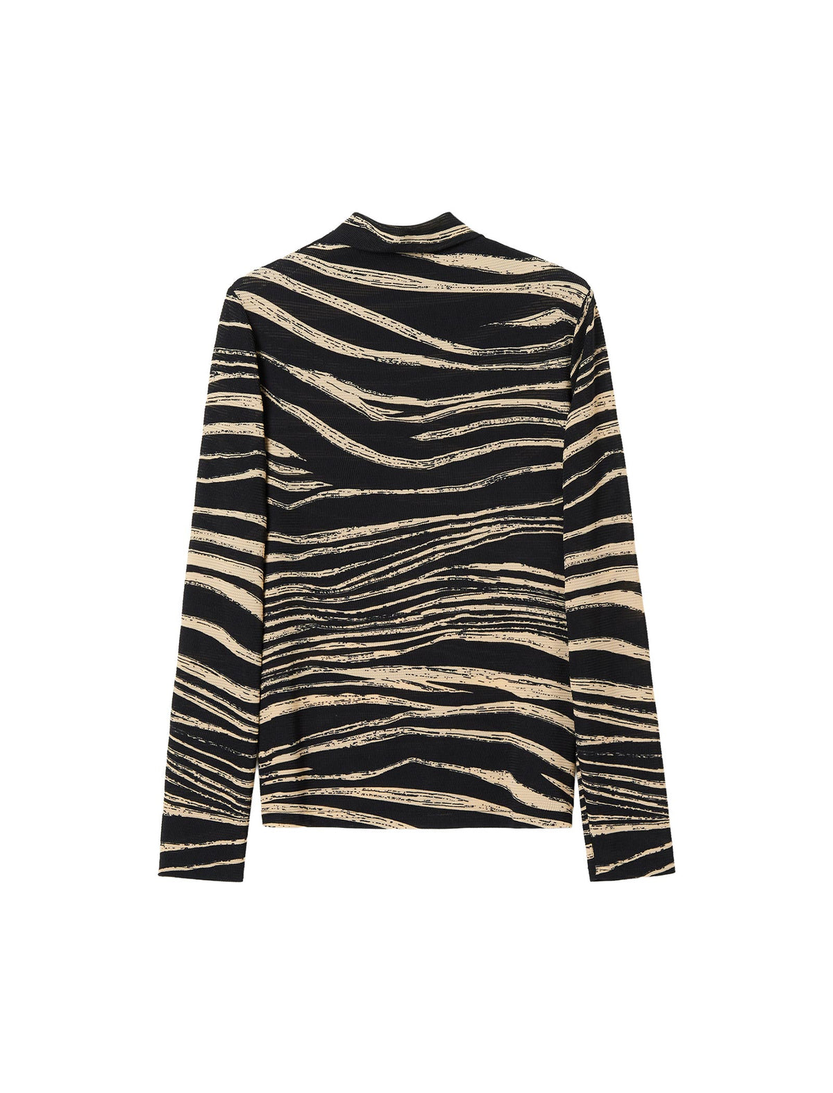 Zebra Print Mock-Neck Long-Sleeve Knit Top