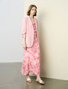 100% Mulberry Silk Watercolor Cowl Neck Maxi Dress