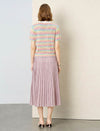 Pastel Rainbow Stripe Heart Knit Short Sleeve Cardigan